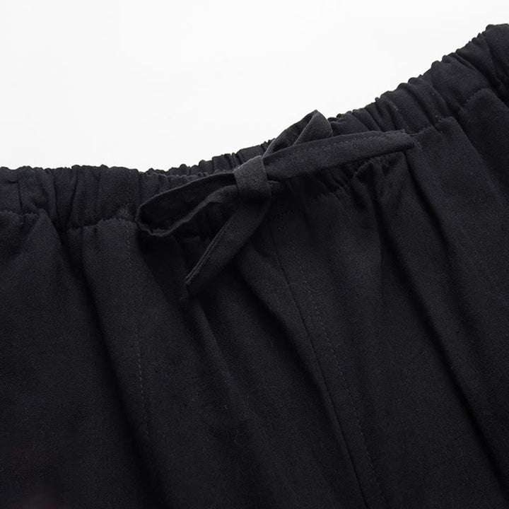 Conjunto de 2 piezas de camisa y pantalones de manga larga de algodón con botones de rana para hombre con Buddha Stones