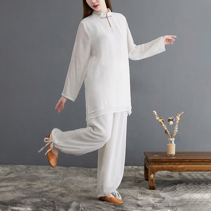 Conjunto de 2 piezas de camisa y pantalones de manga larga para mujer con Buddha Stones y ropa de meditación - image 17