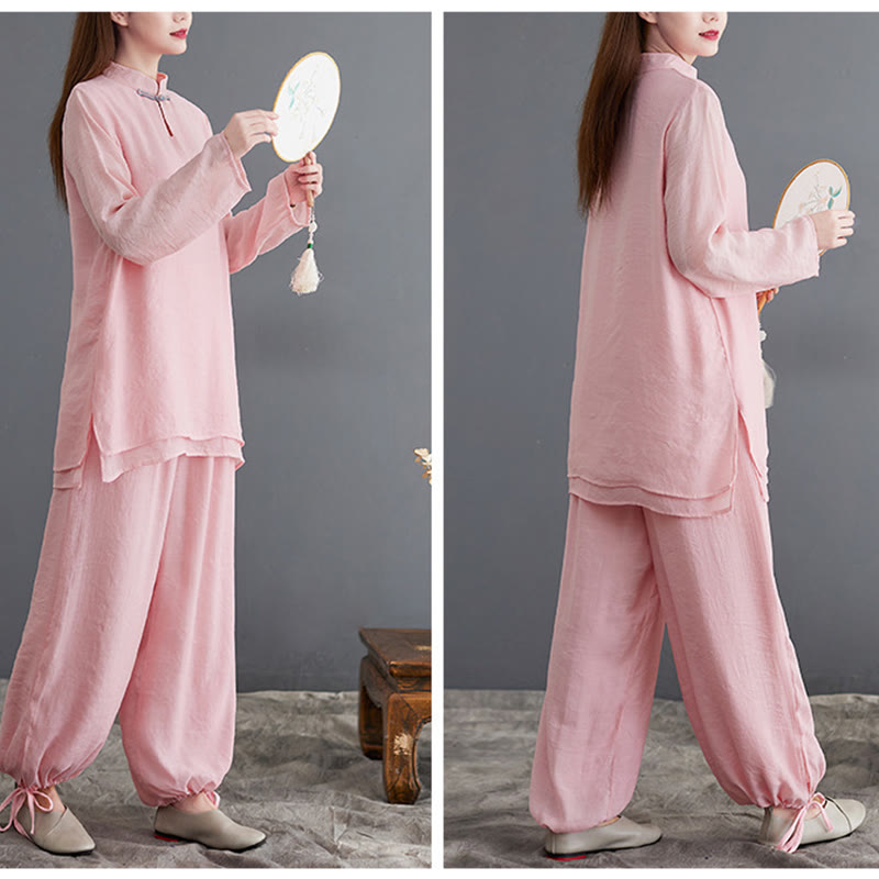 Conjunto de 2 piezas de camisa y pantalones de manga larga para mujer con Buddha Stones y ropa de meditación - image 3