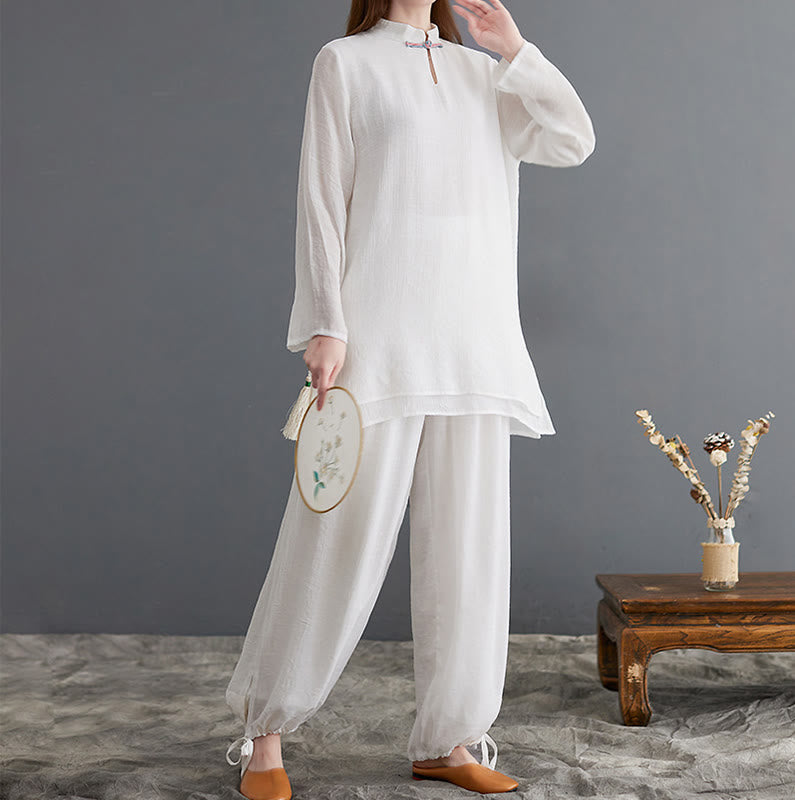 Conjunto de 2 piezas de camisa y pantalones de manga larga para mujer con Buddha Stones y ropa de meditación - image 14