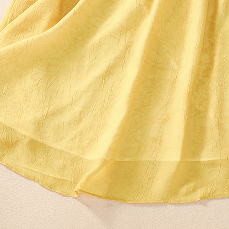 Vestido camisero con botones de rana y bordado de flores para mujer de Buddha Stones, pantalones de pierna ancha