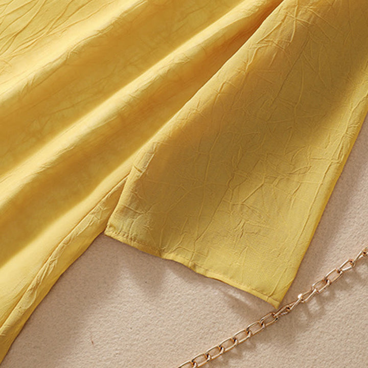 Vestido camisero con botones de rana y bordado de flores para mujer de Buddha Stones, pantalones de pierna ancha - image 8