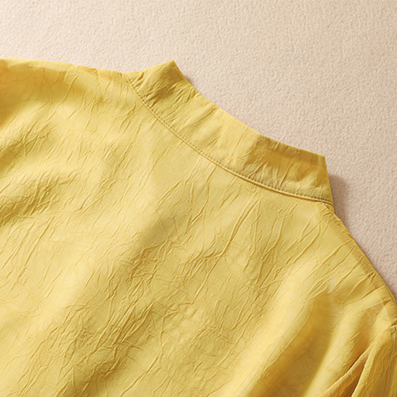 Vestido camisero con botones de rana y bordado de flores para mujer de Buddha Stones, pantalones de pierna ancha - image 7