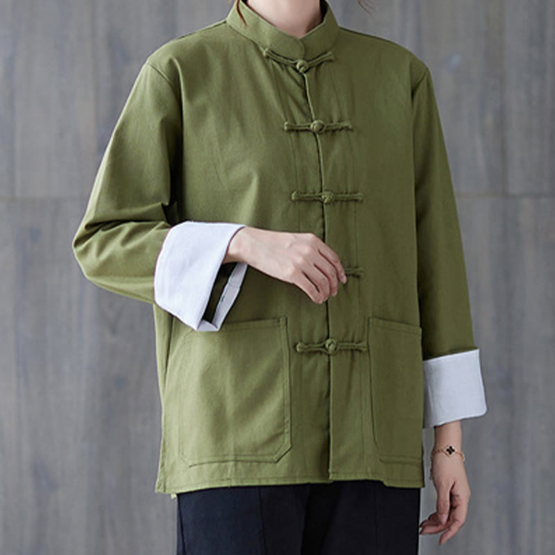 Camisa de manga larga con botones de rana para mujer con Buddha Stones, pantalones de meditación, ropa de lino y algodón - image 2