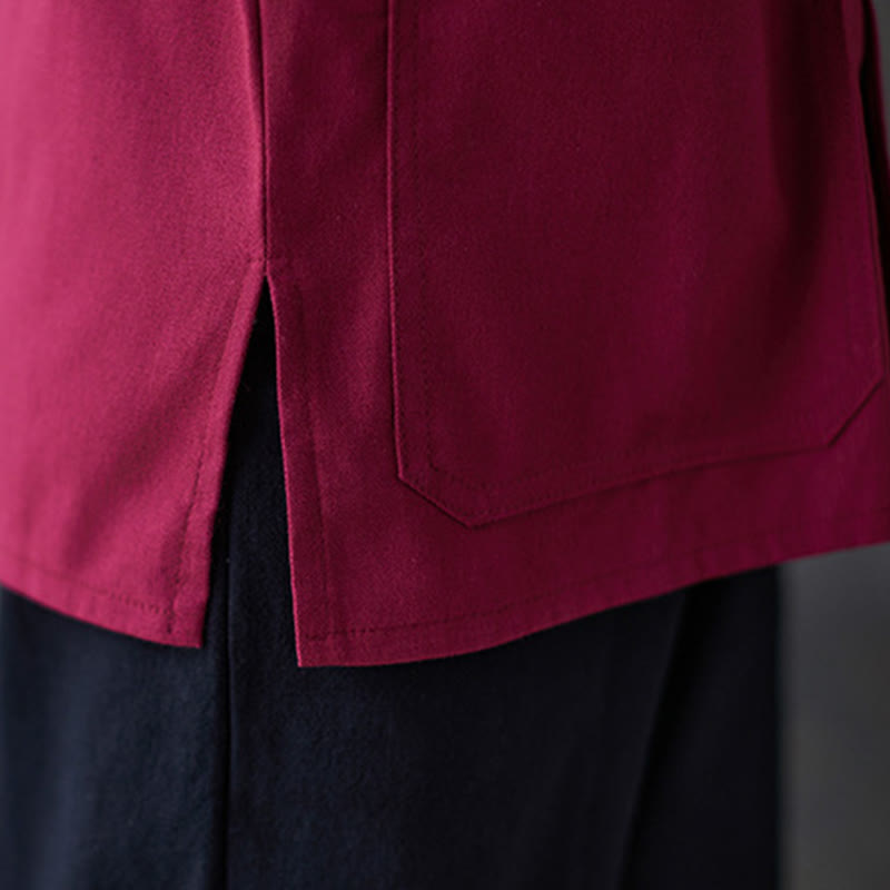 Conjunto de ropa de meditación para mujer con camisa de manga larga y botones de rana de Buddha Stones. - image 13