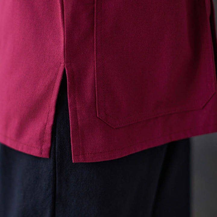 Conjunto de ropa de meditación para mujer con camisa de manga larga y botones de rana de Buddha Stones. - image 13