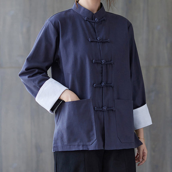 Conjunto de ropa de meditación para mujer con camisa de manga larga y botones de rana de Buddha Stones. - image 16