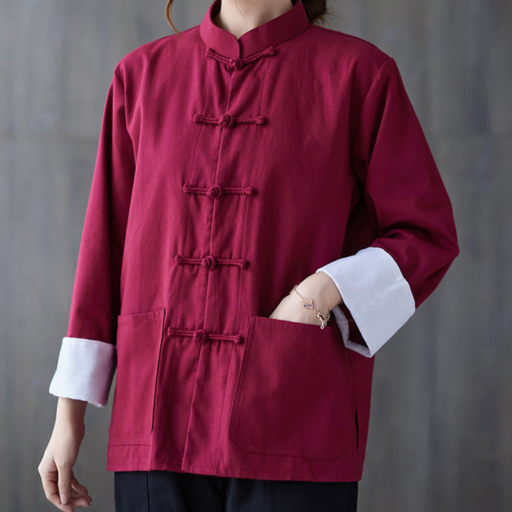 Camisa de manga larga con botones de rana para mujer con Buddha Stones, pantalones de meditación, ropa de lino y algodón - image 9