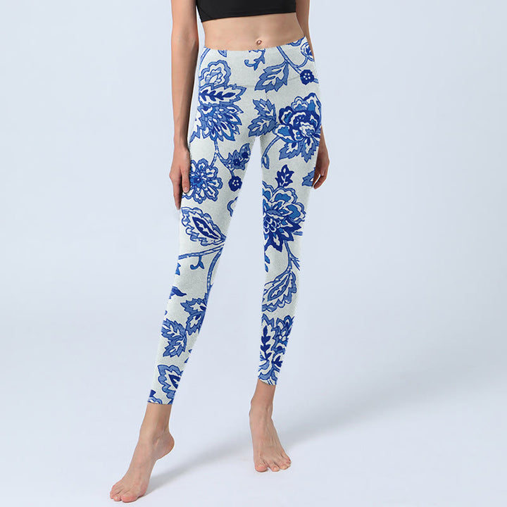 Leggings deportivos con estampado de flores y Buddha Stones para mujer - image 5