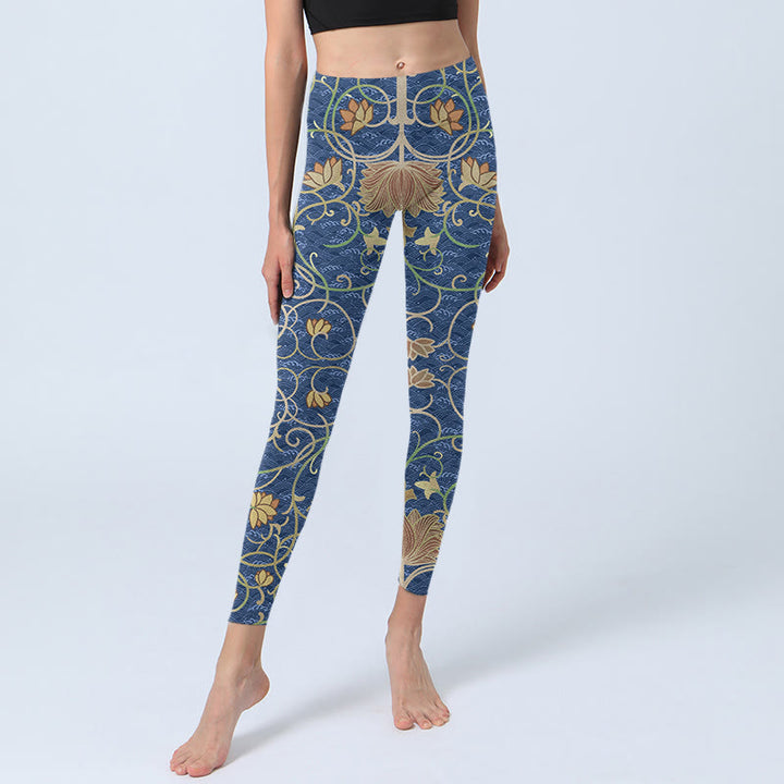 Leggings deportivos con estampado de flores de loto y Buddha Stones para mujer - image 5