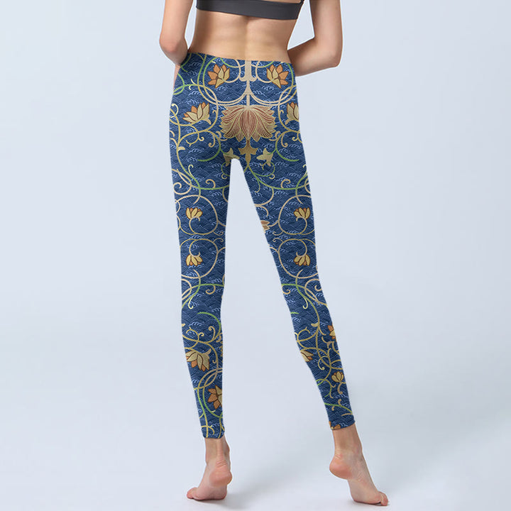 Leggings deportivos con estampado de flores de loto y Buddha Stones para mujer - image 6