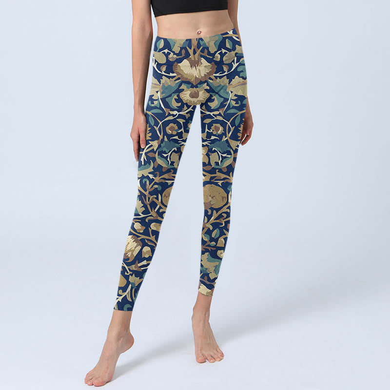 Leggings de yoga para mujer con diseño de flores de loto interconectadas y Buddha Stones - image 5