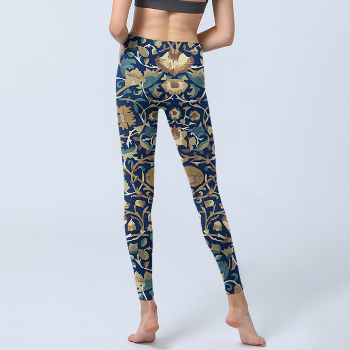 Leggings de yoga para mujer con diseño de flores de loto interconectadas y Buddha Stones - image 6