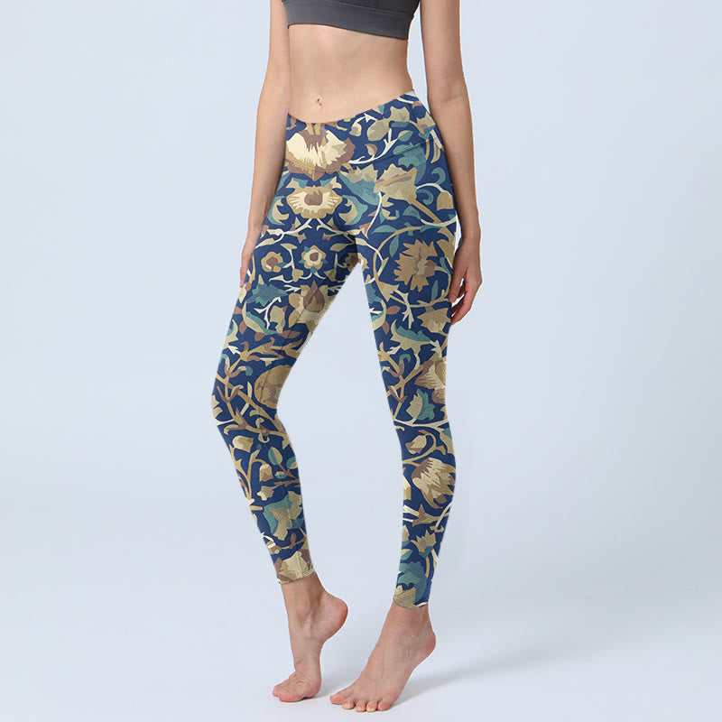 Leggings de yoga para mujer con diseño de flores de loto interconectadas y Buddha Stones - Azul oscuro - US18，UK/AU22，EU50 (4XL) - image 1