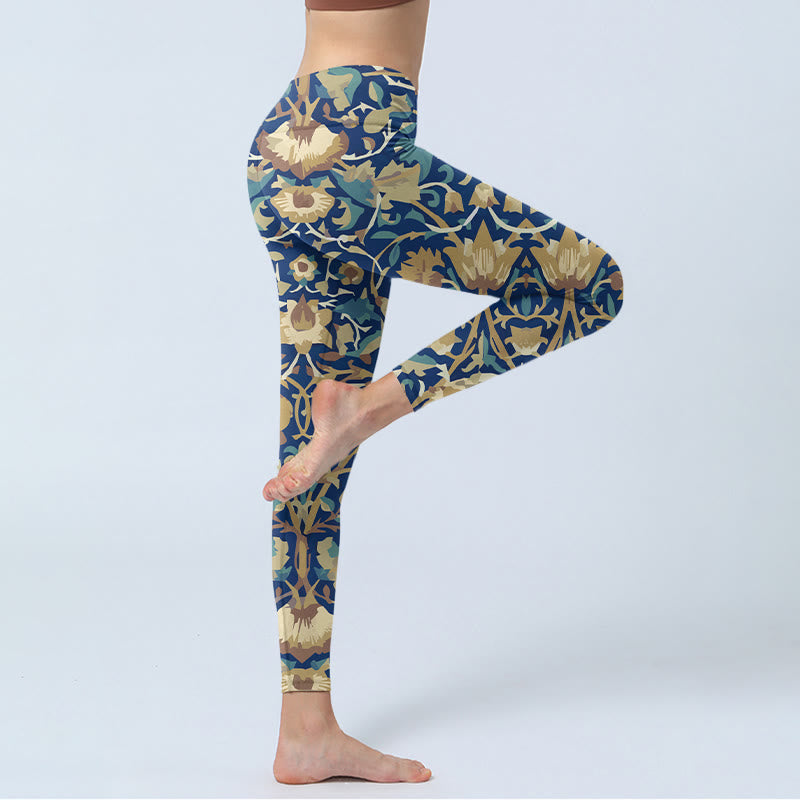 Leggings de yoga para mujer con diseño de flores de loto interconectadas y Buddha Stones - image 4