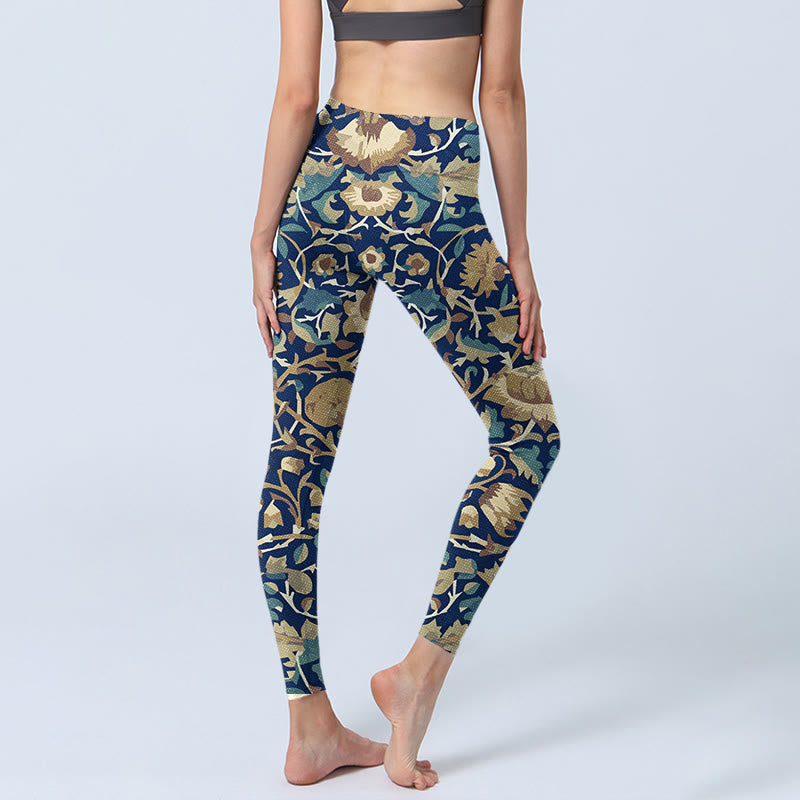 Leggings de yoga para mujer con diseño de flores de loto interconectadas y Buddha Stones - image 4