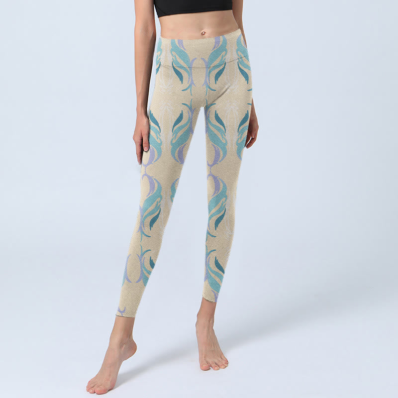 Leggings de yoga para mujer con líneas azules, moradas y verdes y Buddha Stones - image 5