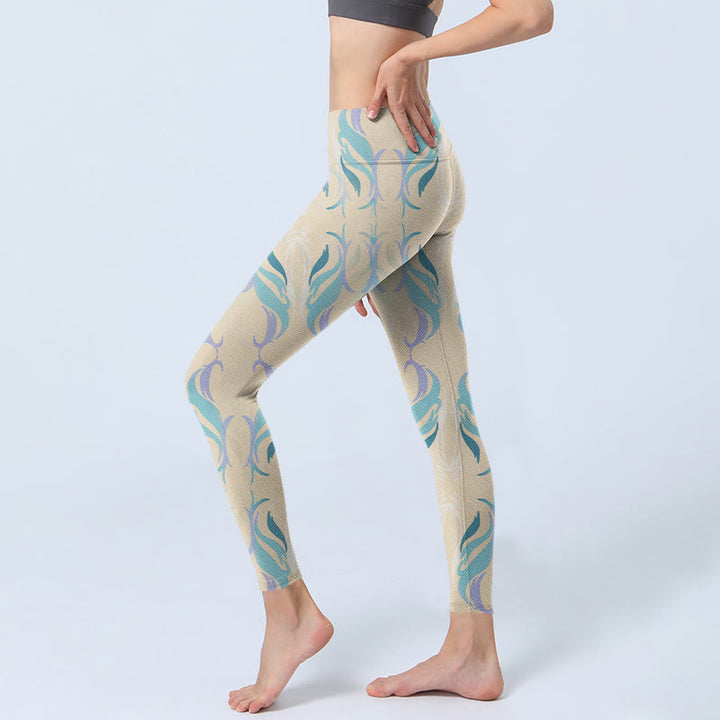 Leggings de yoga para mujer con líneas azules, moradas y verdes y Buddha Stones - image 2