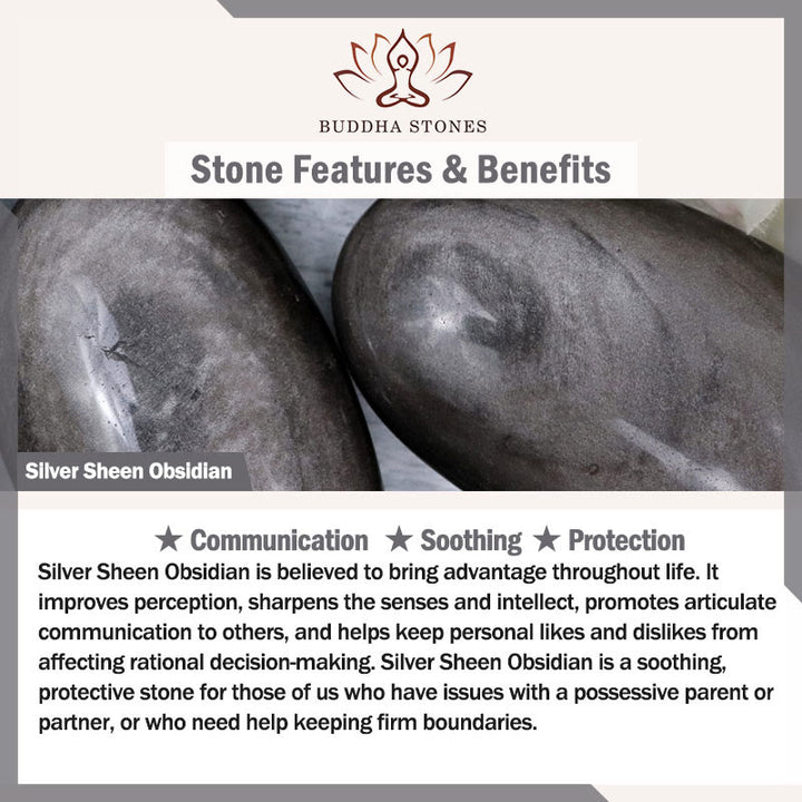 Buddha Stones con tres caras, obsidiana, ojo de tigre, brillo plateado y Om Mani Padme Hum - image 13