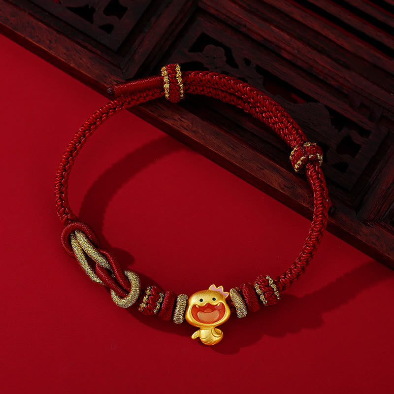 Pulsera de plata de ley 925 con hilo rojo y Buddha Stones , año de la serpiente, corona bonita y fuerza de serpiente