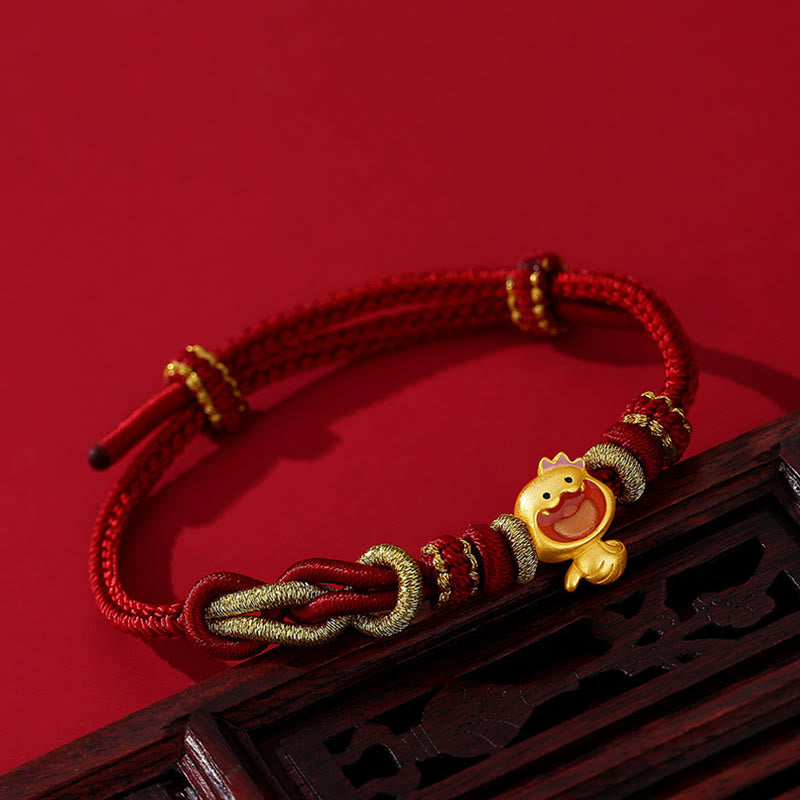 Pulsera de plata de ley 925 con hilo rojo y Buddha Stones , año de la serpiente, corona bonita y fuerza de serpiente