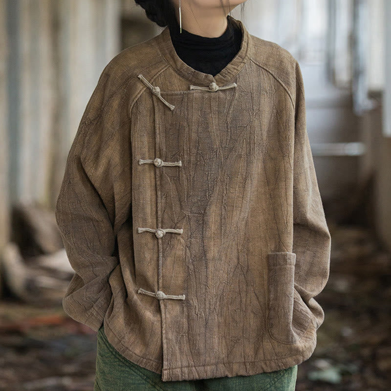 Camisa térmica de lino y ramio de manga larga con botones de rana y color liso con Buddha Stones para mujer - Perú - US4-12, UK/AU8-16, EU36-44 (F) - image 10