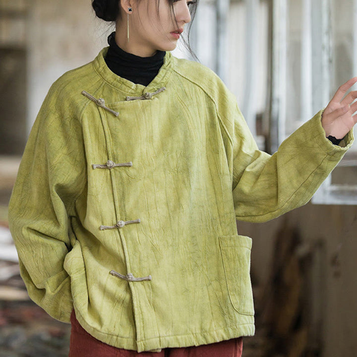 Camisa térmica de lino y ramio de manga larga con botones de rana y color liso con Buddha Stones para mujer - image 21