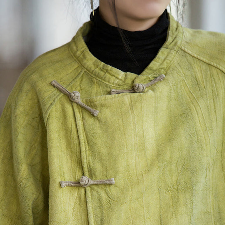 Camisa térmica de lino y ramio de manga larga con botones de rana y color liso con Buddha Stones para mujer - image 22