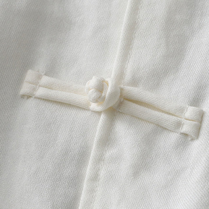 Camisa de manga larga con botones de color liso para mujer con Buddha Stones - image 4