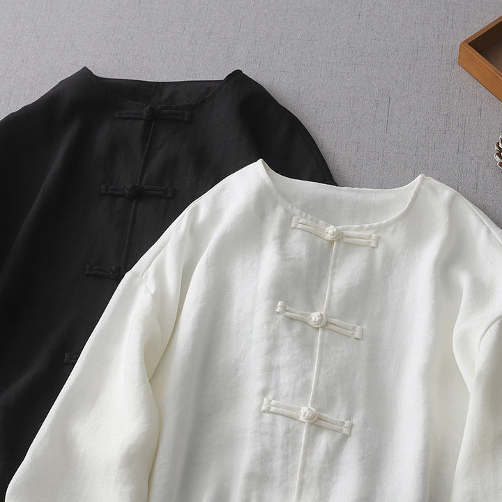 Camisa de mujer de manga larga con botones y estampado de Buddha Stones, color liso. - image 10