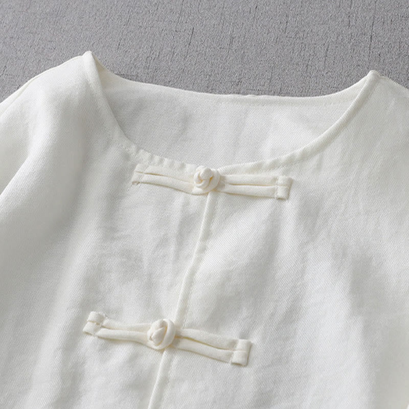 Camisa de mujer de manga larga con botones y estampado de Buddha Stones, color liso. - image 3