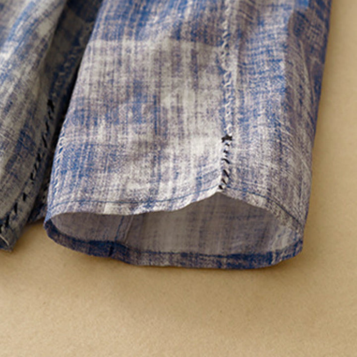 Camisa de algodón de manga larga con botones y efecto tie-dye con Buddha Stones