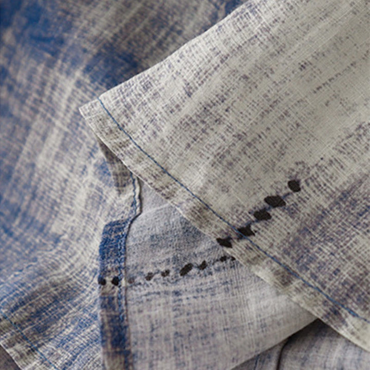 Camisa de algodón de manga larga con botones y efecto tie-dye con Buddha Stones - image 5