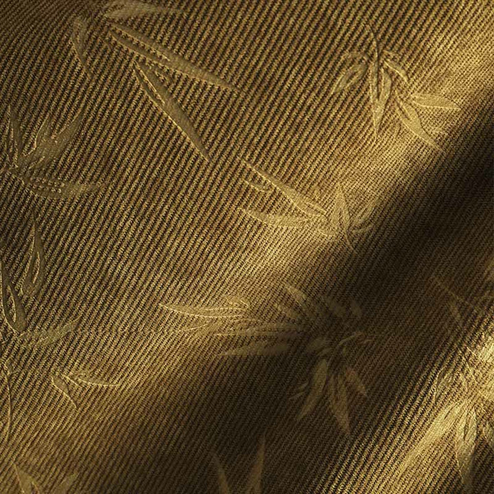 Pantalones anchos de pana con cordón de algodón y hojas de bambú y Buddha Stones para hombre con bolsillos