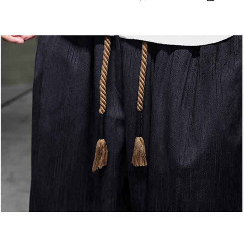 Pantalones harén térmicos de pana con cordón y bolsillos de color liso con Buddha Stones para hombre - image 19