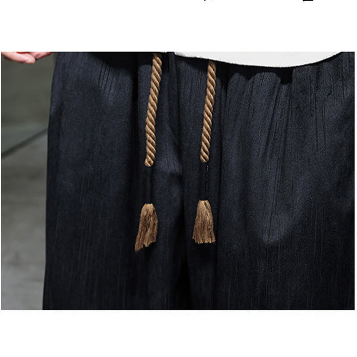 Pantalones harén térmicos de pana con cordón y bolsillos de color liso con Buddha Stones para hombre - image 19