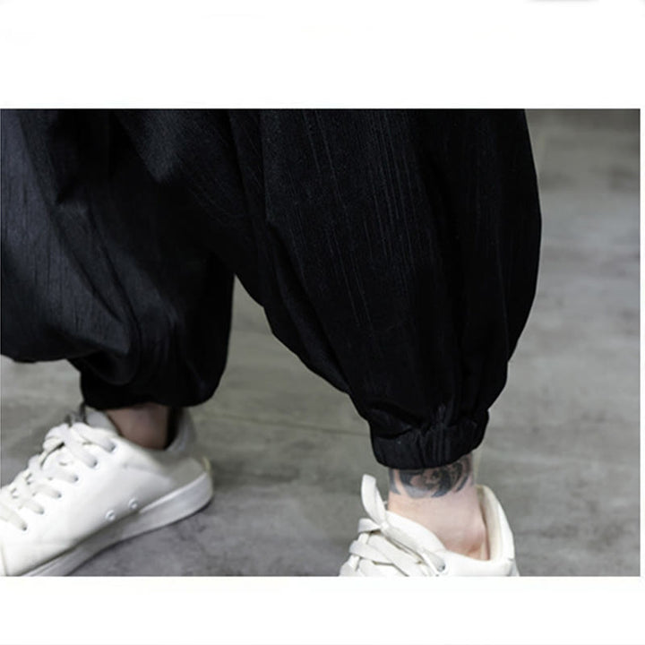 Pantalones harén térmicos de pana con cordón y bolsillos de color liso con Buddha Stones para hombre - image 18