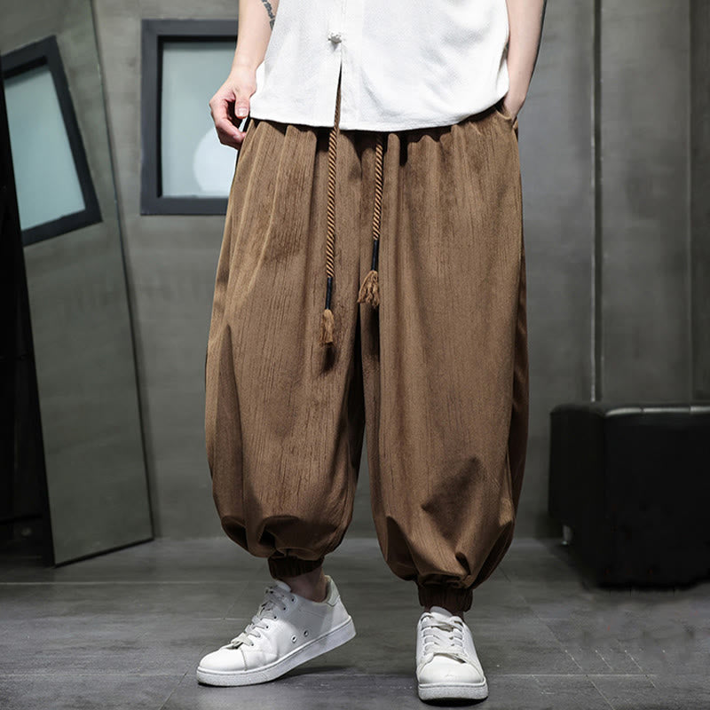 Pantalones harén térmicos de pana con cordón y bolsillos de color liso con Buddha Stones para hombre - Perú (Térmico) - US/UK/AU46, EU56 (5XL) - image 0