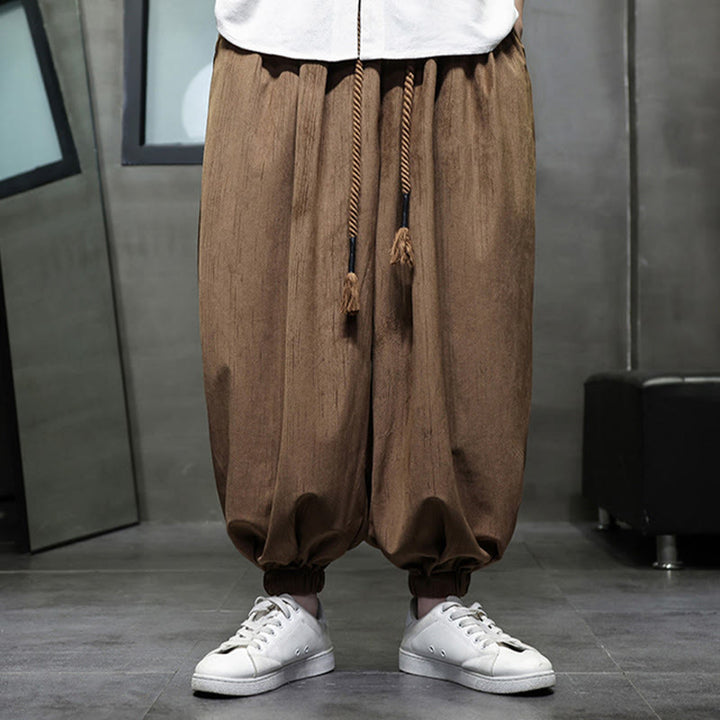 Pantalones harén térmicos de pana con cordón y bolsillos de color liso con Buddha Stones para hombre - Perú - US/UK/AU46, EU56 (5XL) - image 9