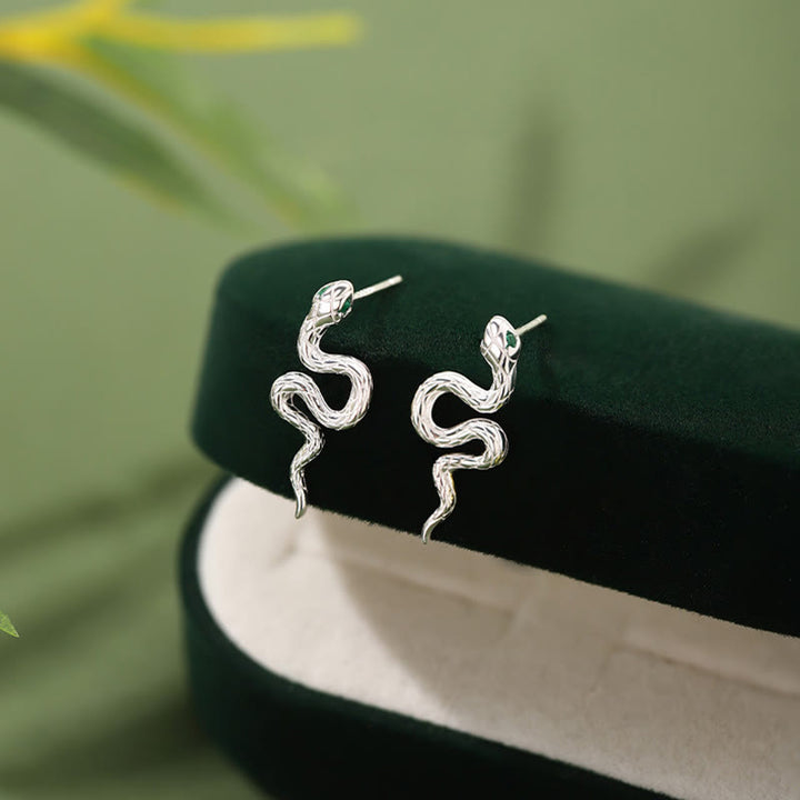 Juego de collar, colgante y pendientes con Buddha Stones en plata de ley 925 y el año de la serpiente - Pendientes de plata de ley 925 - image 6