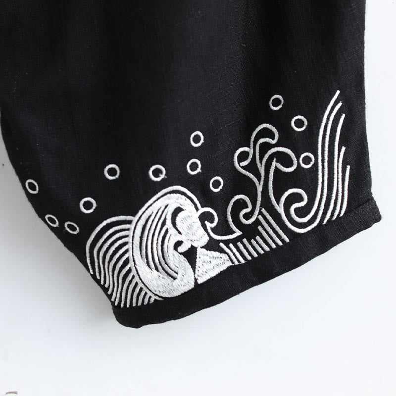 Pantalones étnicos de algodón con cintura elástica y bolsillos para hombre con diseño de Buddha Stones