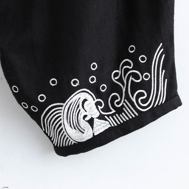 Pantalones étnicos de algodón con cintura elástica y bolsillos para hombre con diseño de Buddha Stones