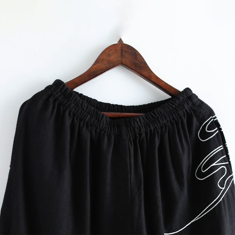 Pantalones étnicos de algodón con cintura elástica y bolsillos para hombre con diseño de Buddha Stones