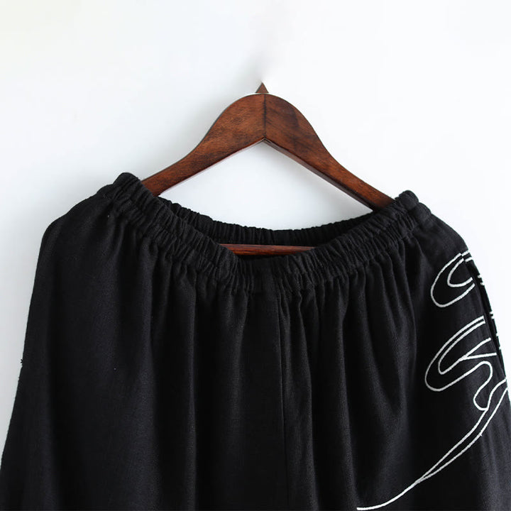 Pantalones étnicos de algodón con cintura elástica y bolsillos para hombre con diseño de Buddha Stones