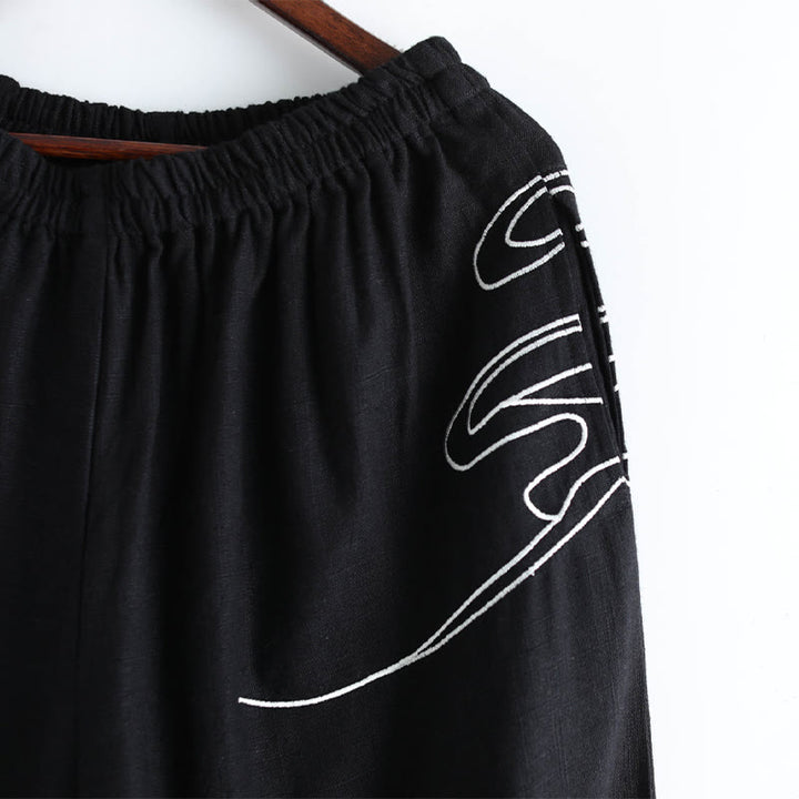 Pantalones étnicos de algodón con cintura elástica y bolsillos para hombre con diseño de Buddha Stones - image 10