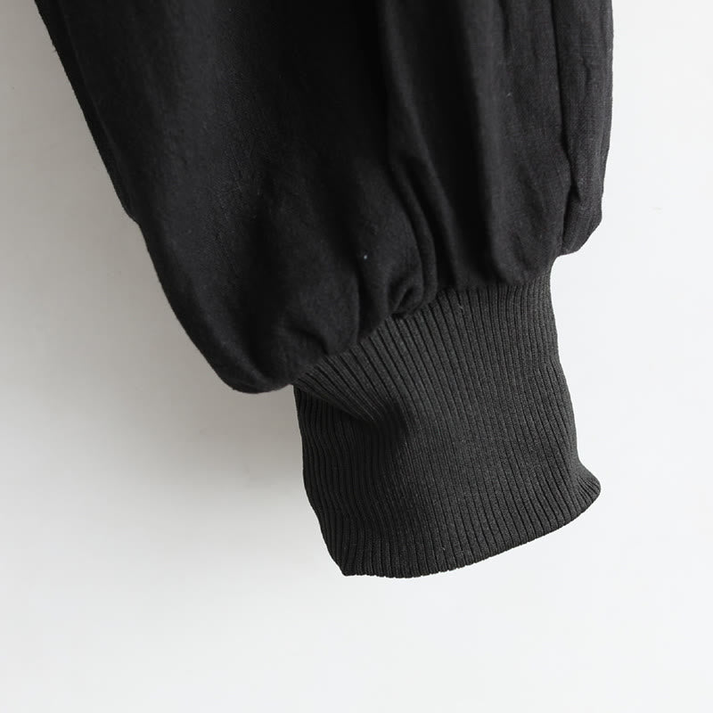 Pantalones de hombre de lino ramio con cremallera frontal de color liso y bolsillos con Buddha Stones