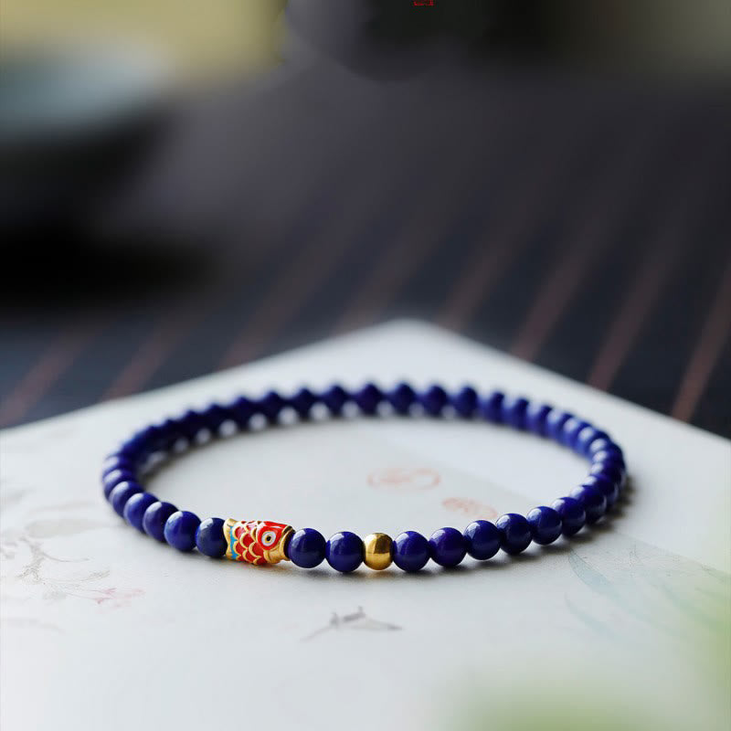 Pulsera positiva con Buddha Stones , lazurita, lapislázuli y pez koi - image 1