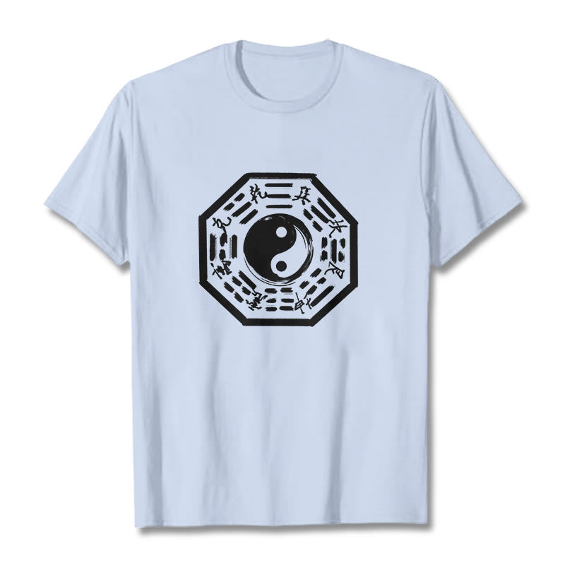 Camiseta de algodón con estampado Ba Gua y Buddha Stones - Cian claro - 2XL - image 11