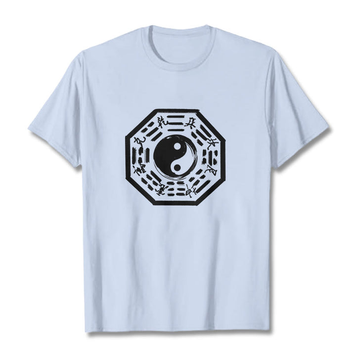 Camiseta de algodón con estampado Ba Gua y Buddha Stones - Cian claro - 2XL - image 11