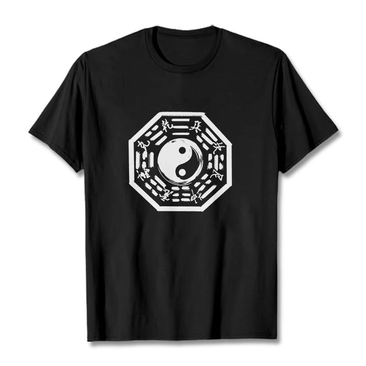 Camiseta de algodón con estampado Ba Gua y Buddha Stones - Negro - 2XL - image 0